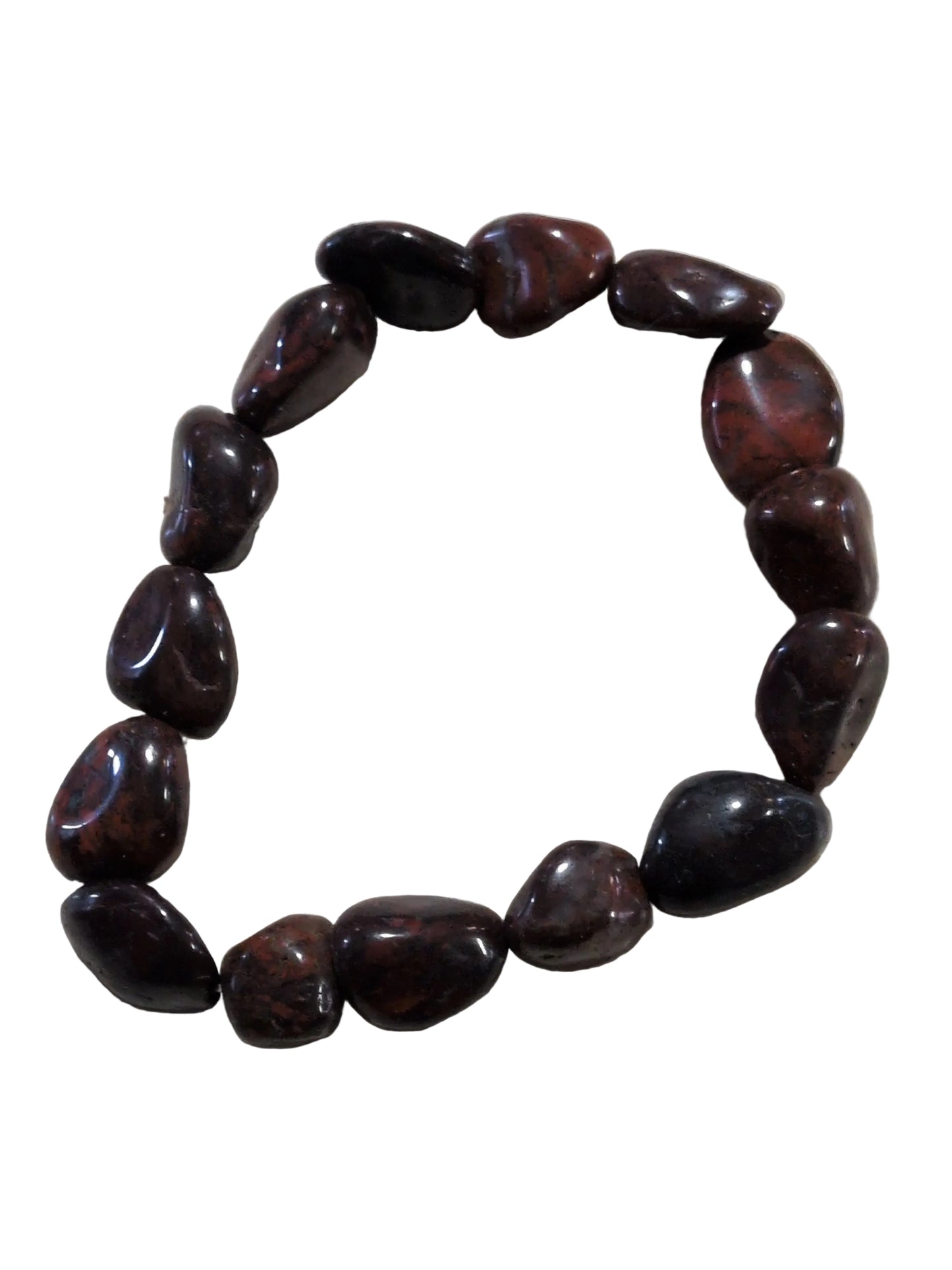 Elastic Bracelet Pebble Beads -Red Jasper