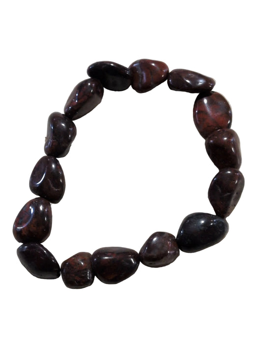 Elastic Bracelet Pebble Beads -Red Jasper