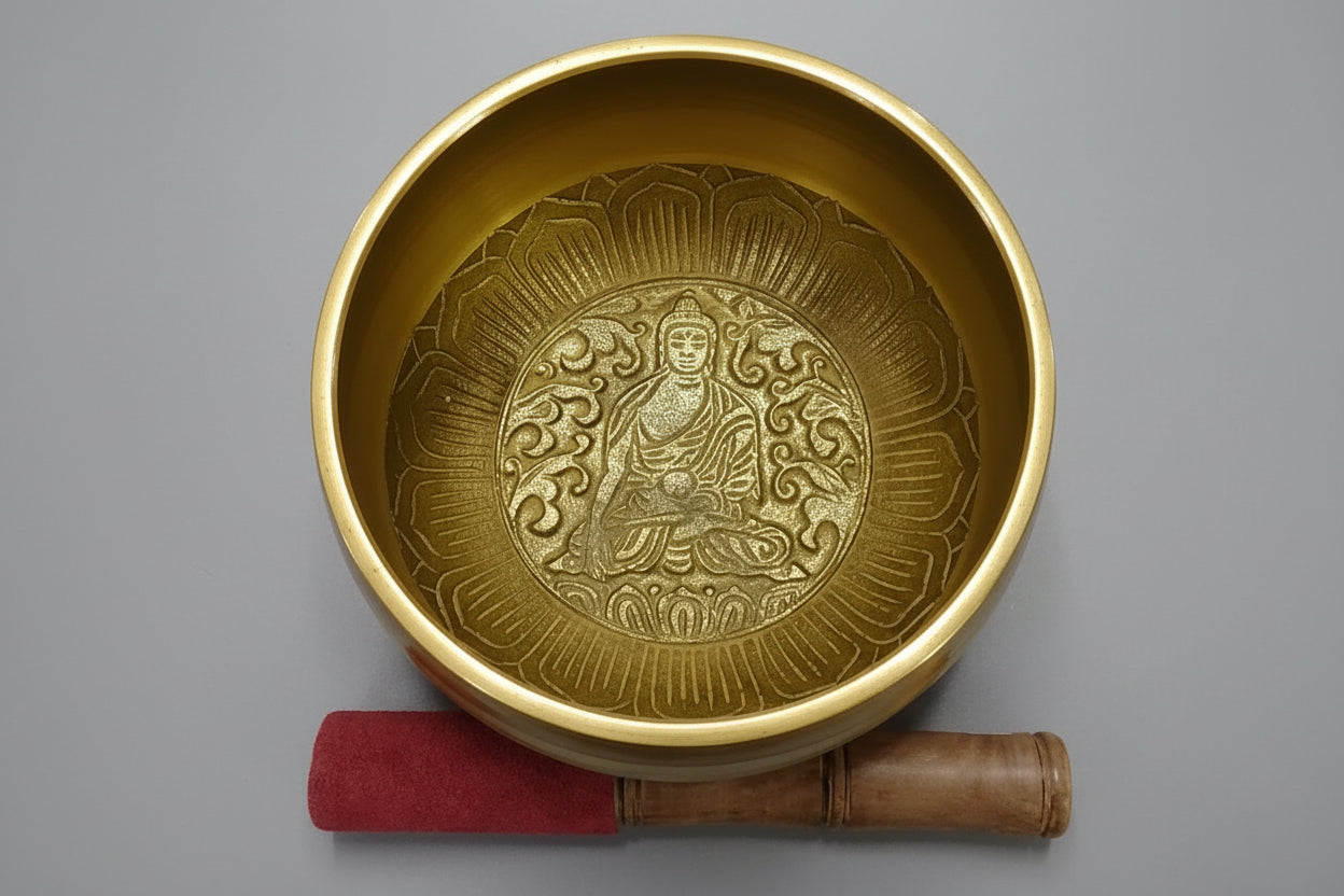 Golden Aluminum Tree of Life with Buddha inlay inside 5" D