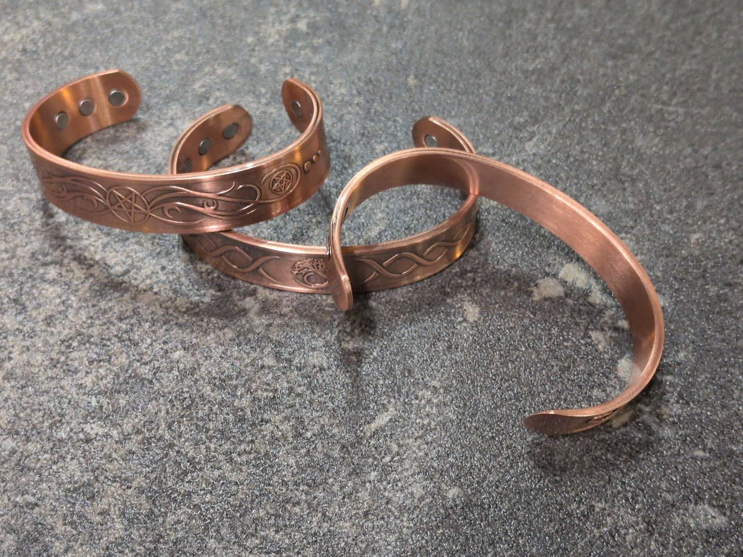 Assorted wide Copper Symbols Bracelets-adjustable