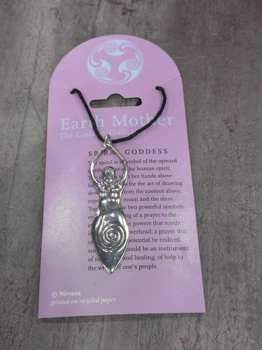 Earth Mother (Goddess Collection) Spiral Goddess Pewter Pendant