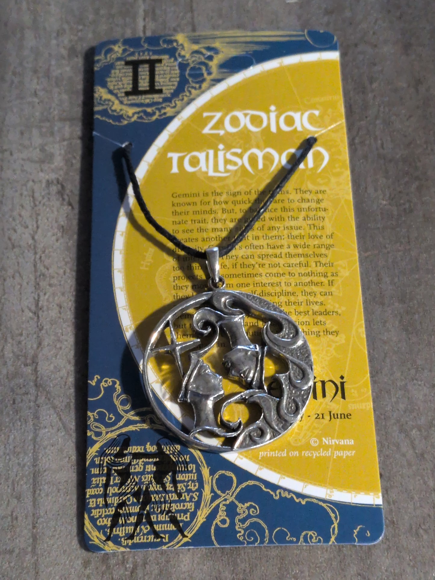 Zodiac Talisman Large Gemini Pewter Pendant