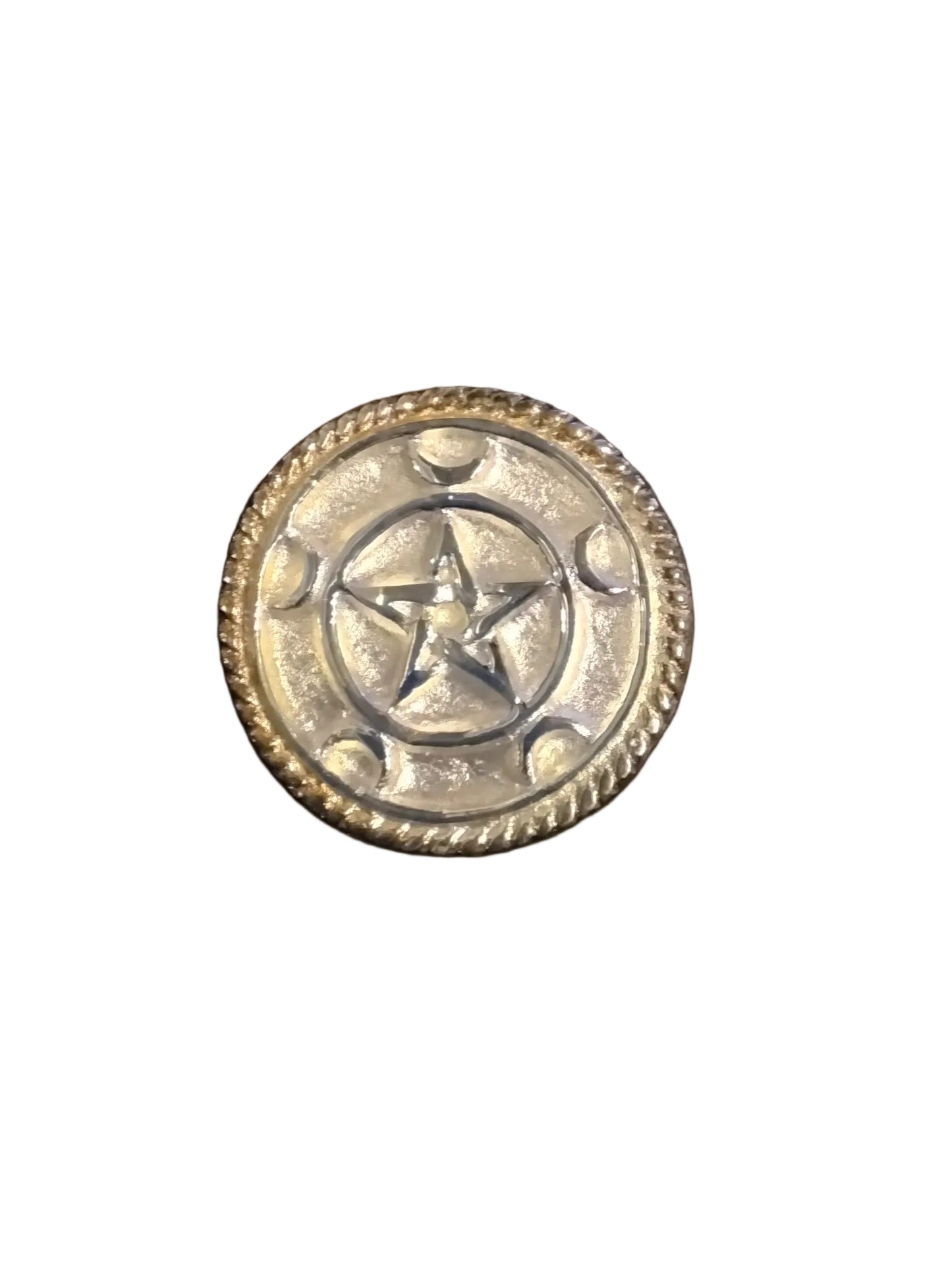 Silver Toned Pentacle With Moons Altar Piece
