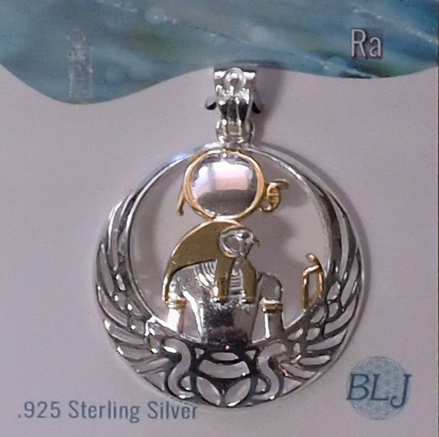 Ra Sterling Silver Pendant w/ gold accent