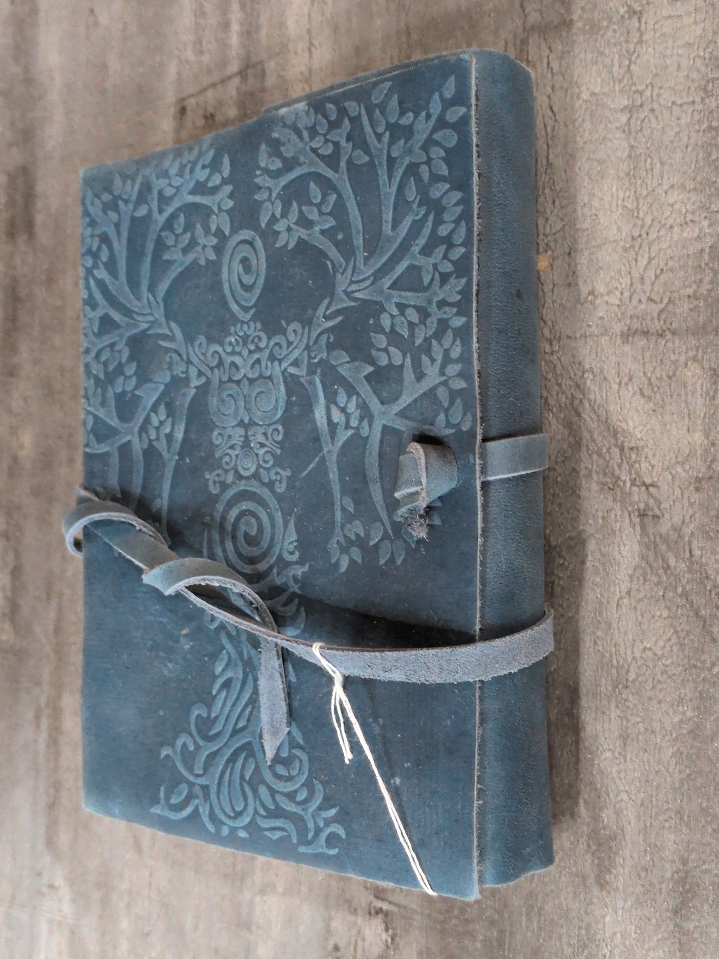 Tree Goddess Blue Leather Journal 5x7