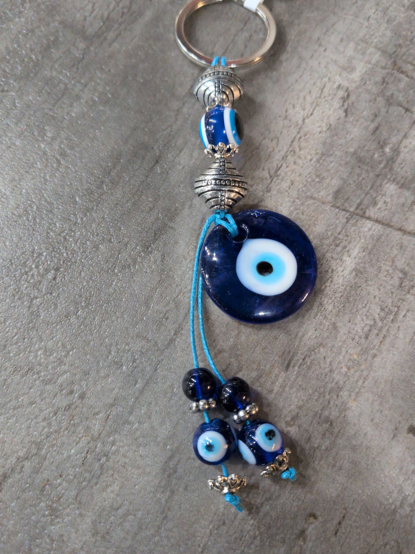 Evil Eye Talisman Key ring w/ Blue glass beads