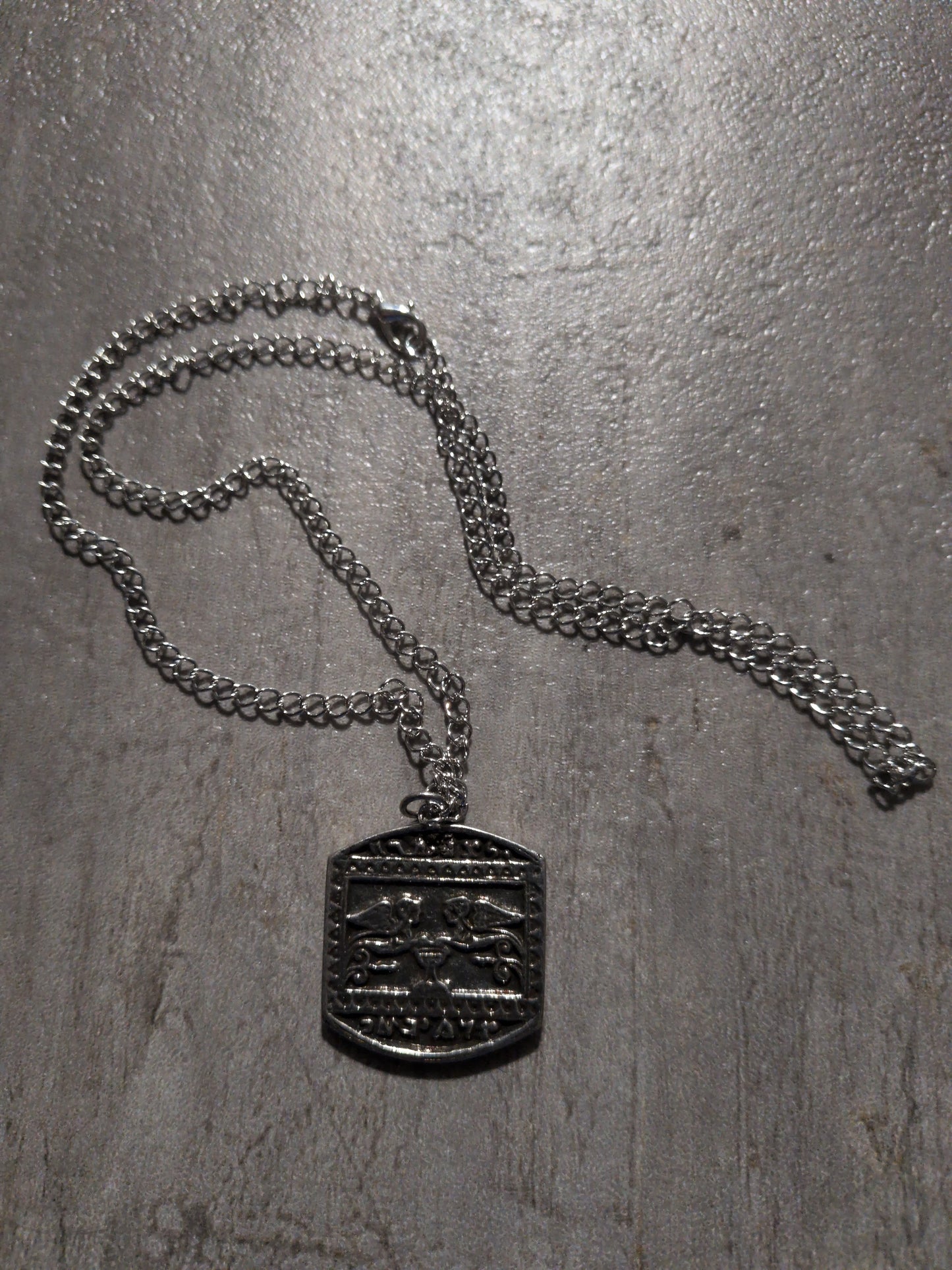 Protection from Accidents Pewter Pendant w/ Chain