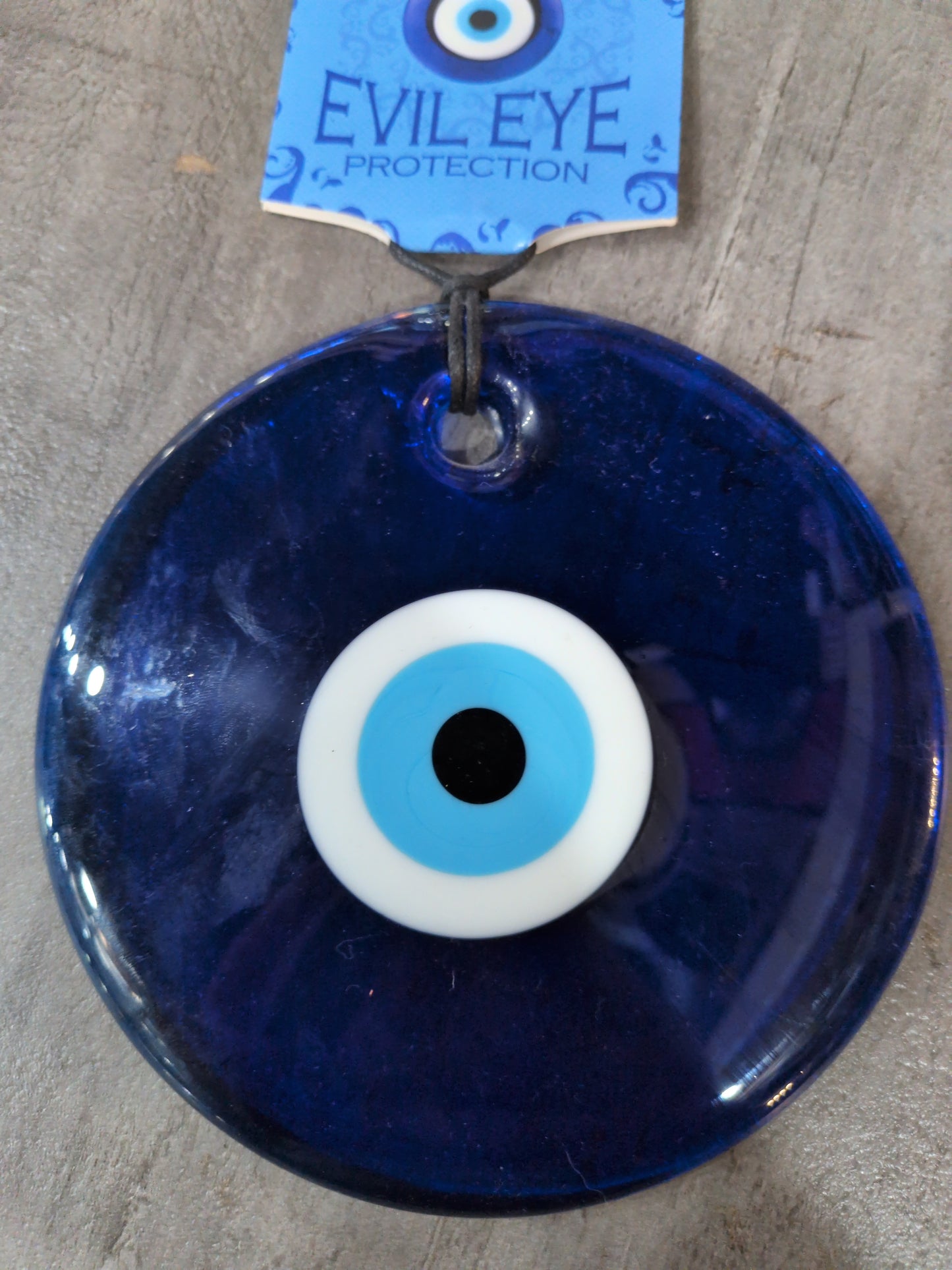 6" Evil Eye Talisman with black leather Cord