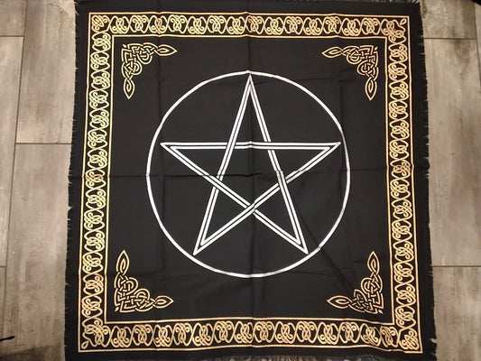 36"x36" Gold Boardered - Silver Pentacle Cloth