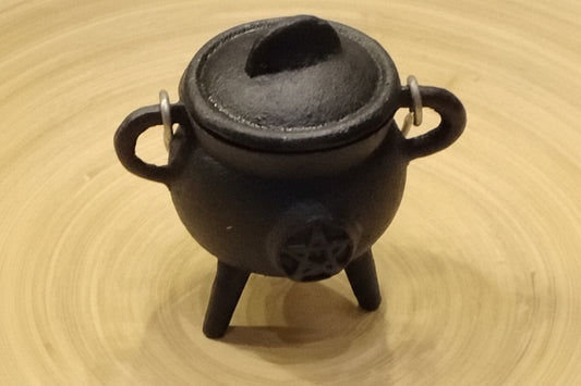 Small Cast Iron Cauldron w/ Pentacle emblem