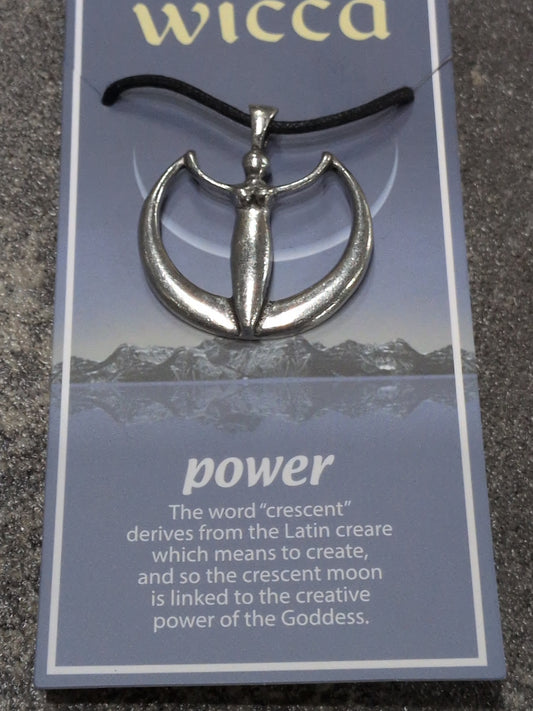 Wicca- Power Pewter Pendant w/ Leather cord