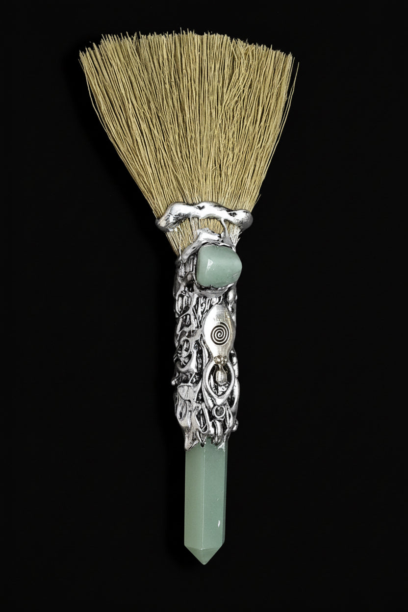 Silver Goddess Aventurine Crystal Broom Wand