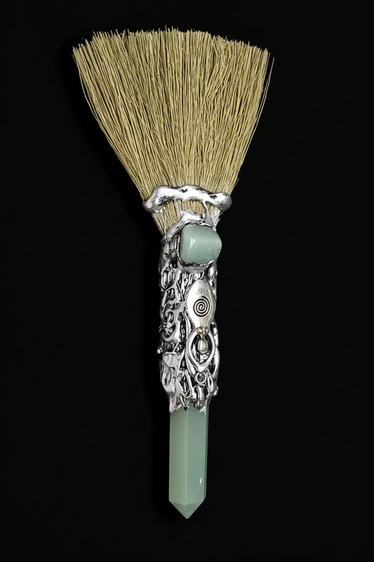Silver Goddess Aventurine Crystal Broom Wand