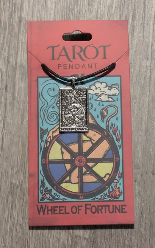 Tarot collection Wheel of Fortune Pewter Pendant w/ Leather cord