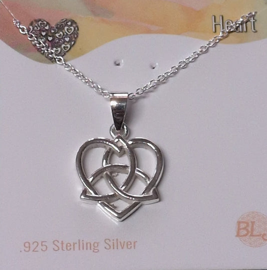 Celtic Heart Sterling Silver Pendant w/ chain