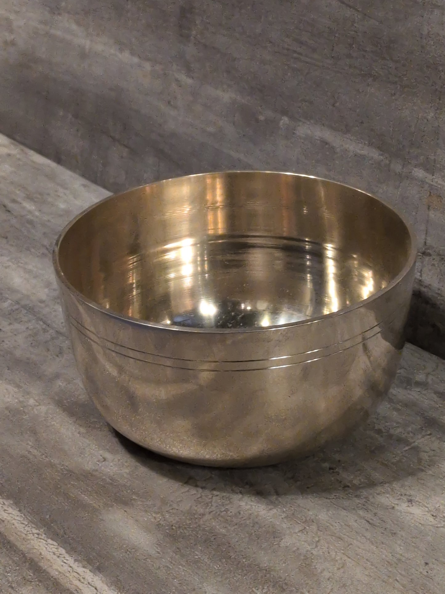 5" Machine carved Brass Tibetan Singing Bowl w/ striker