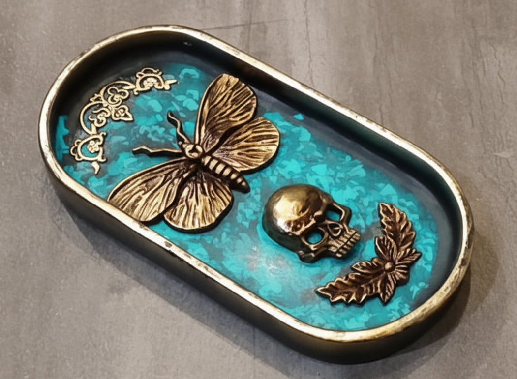 Moth and Skull Incense burner