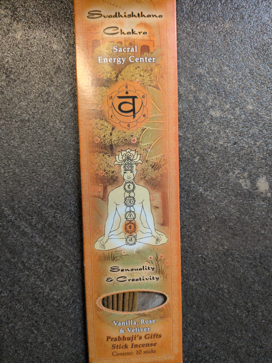 Prabhuji's Incense 10 sticks Svadhishthana/ Sacral Chakra