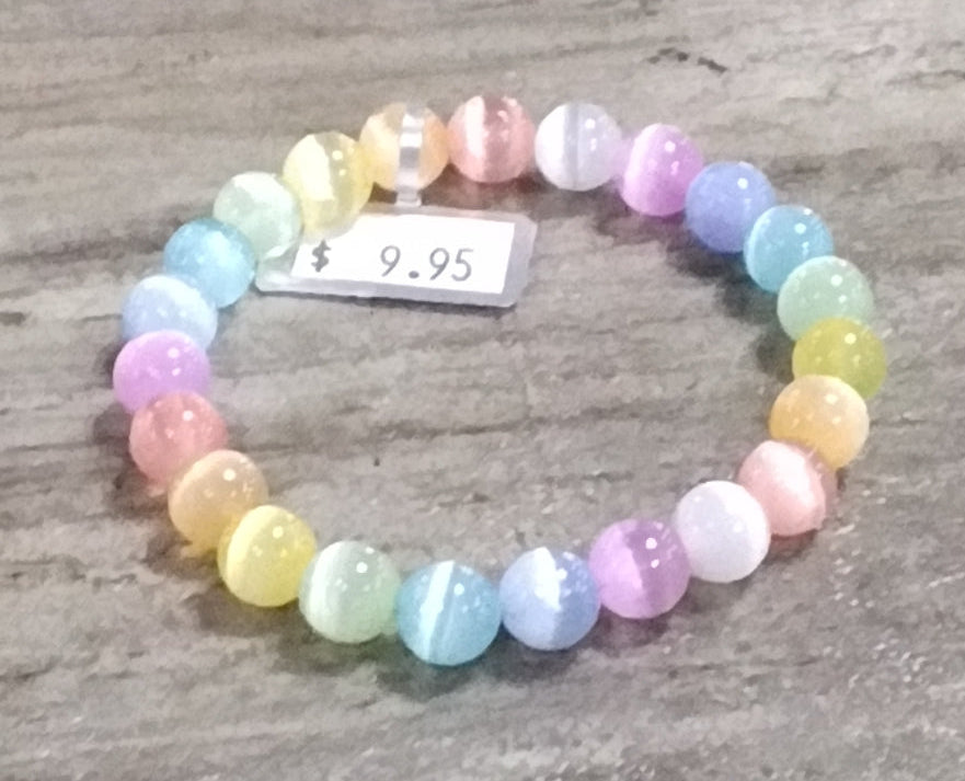 Elastic Bracelet 8mm Multicolored Selenite