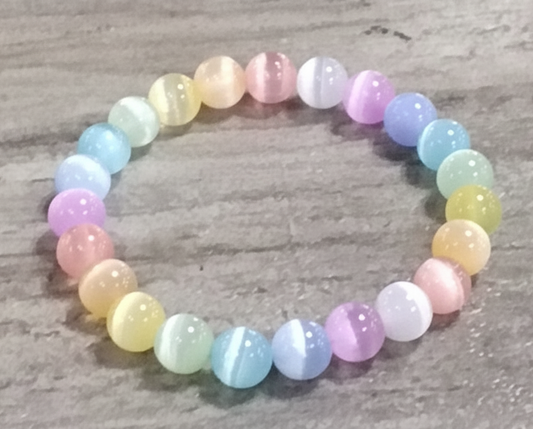 Elastic Bracelet 6mm Multicolored Selenite