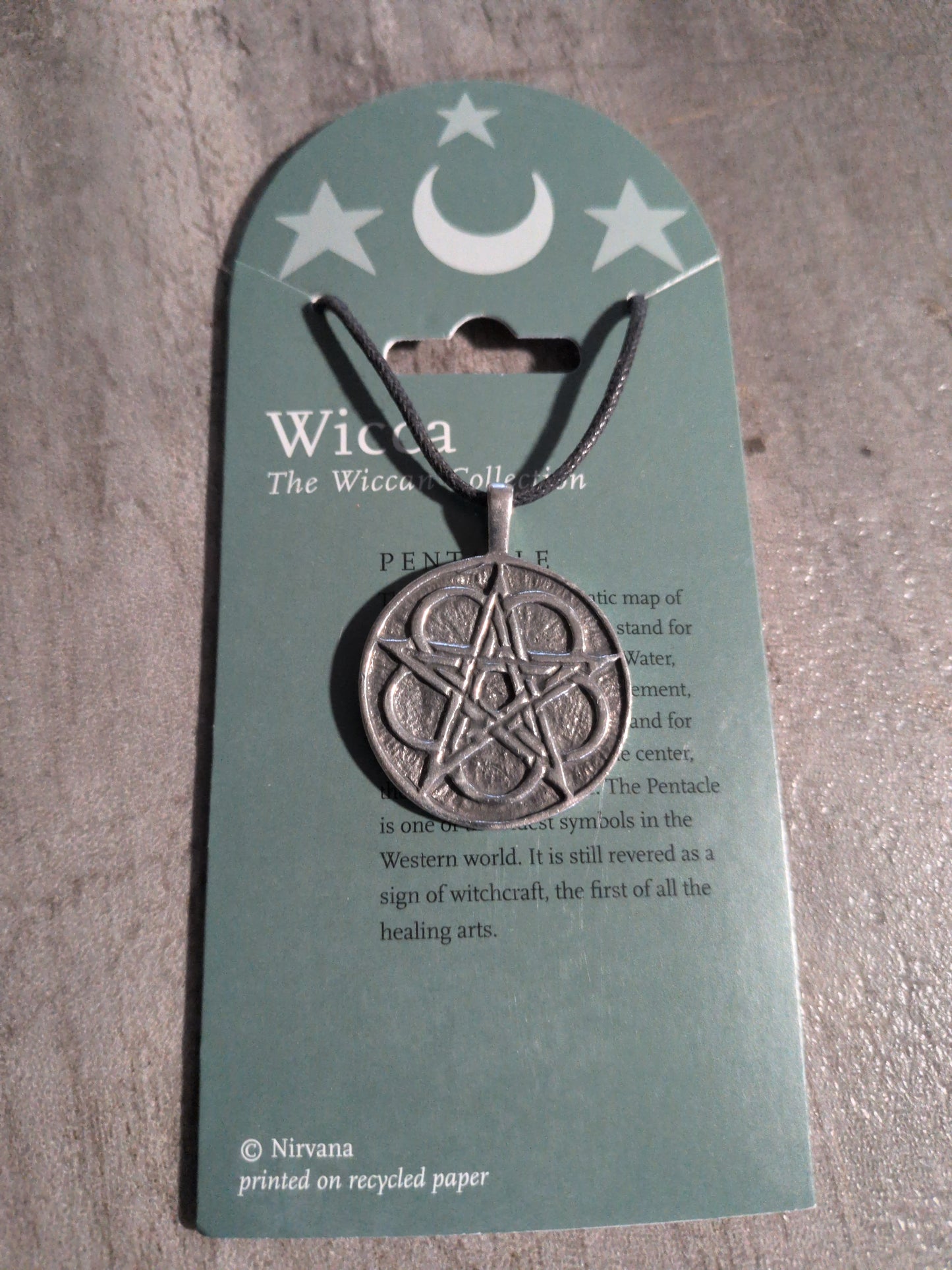 Wicca- Pentacle Pewter Amulet w/ Leather cord