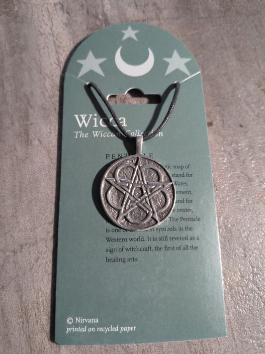 Wicca- Pentacle Pewter Amulet w/ Leather cord