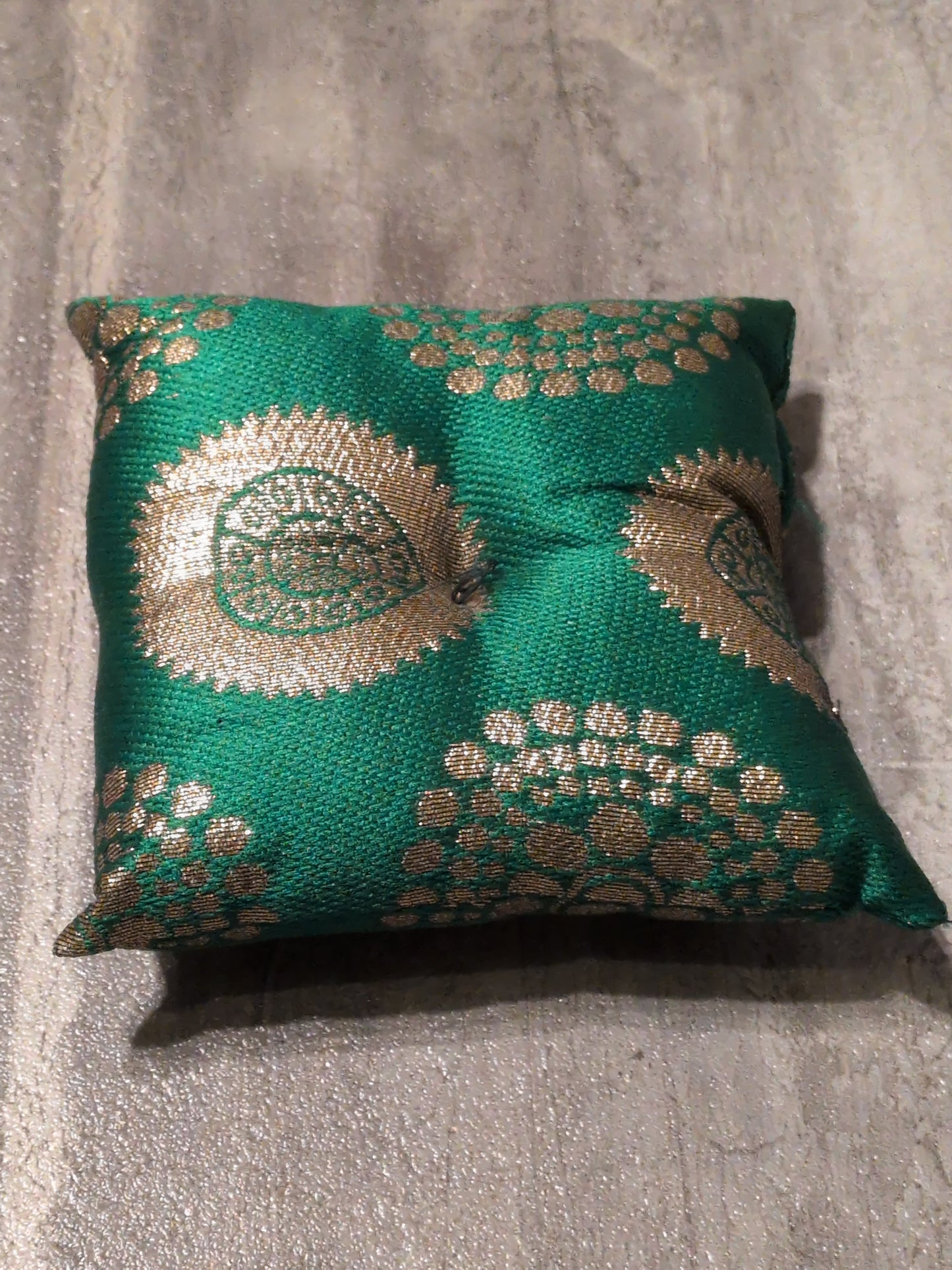 4" Singing Bowl Square Pillow Green