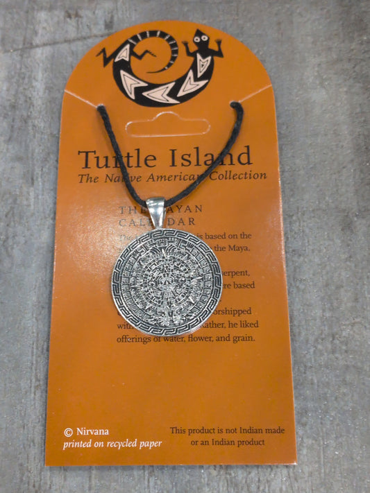 Turtle Island (Native American Collection) Mayan Calendar Pewter Amulet