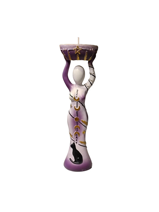 White And Purple Goddess Tea Light Holder