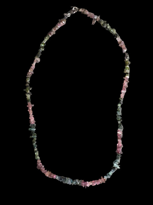Gemstone Chips Choker- w/ clasp- Multi color Tourmaline