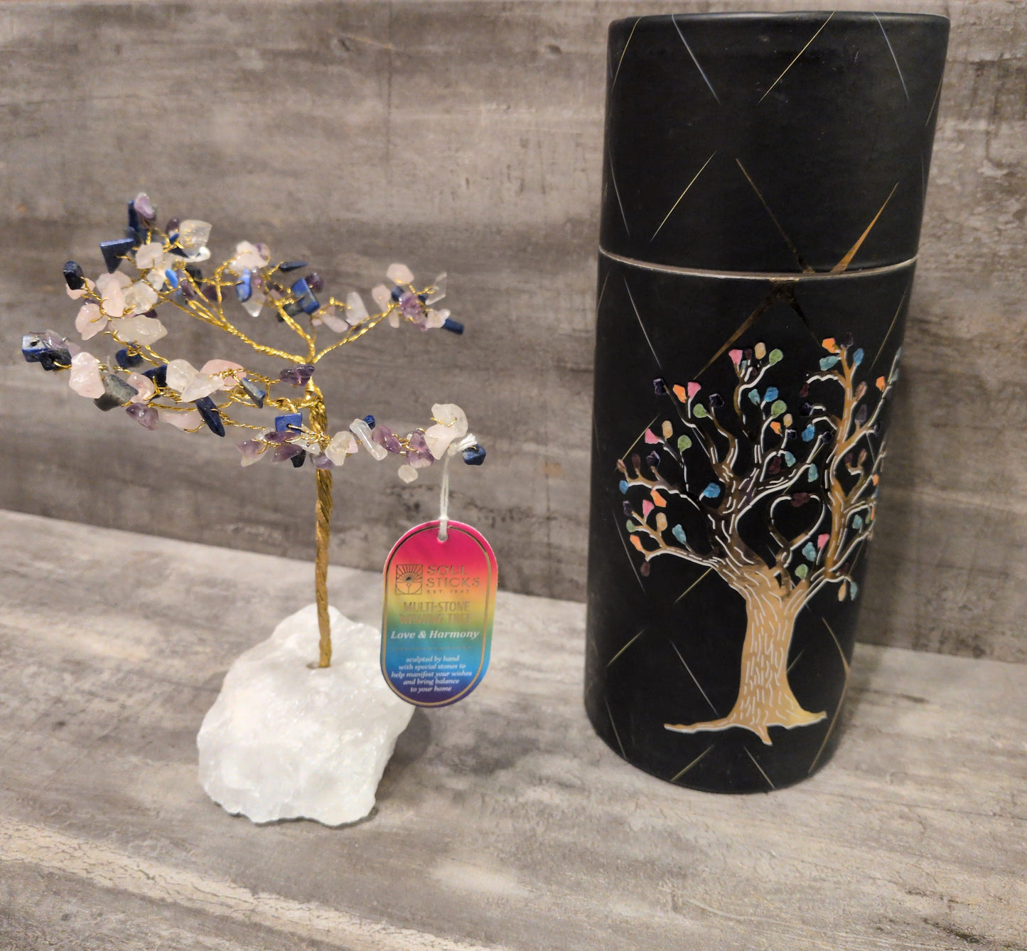 Soul Sticks Rough Stone Base Gemstone Tree - Love & Harmony