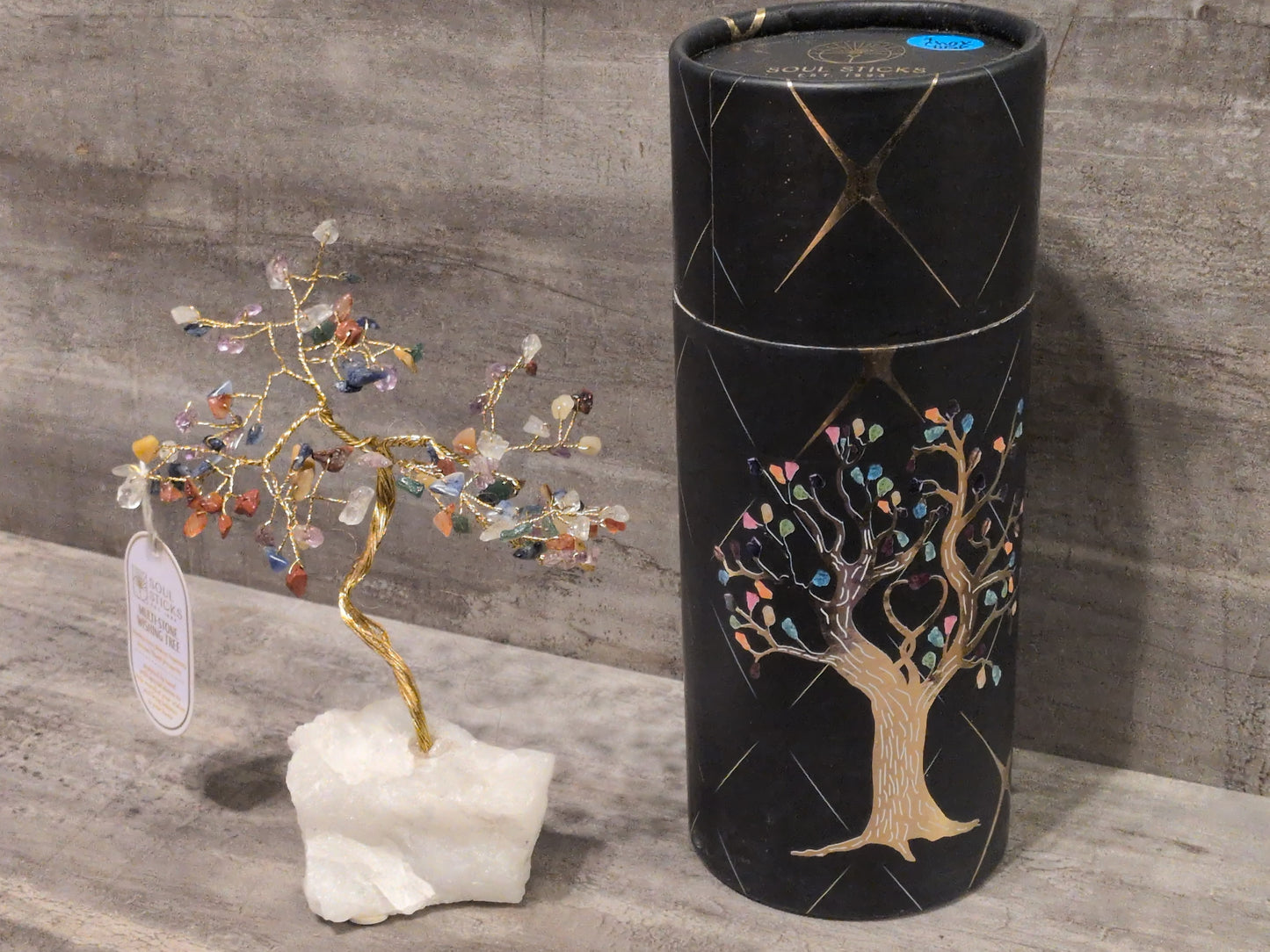 Soul Sticks Rough Stone Base Gemstone Tree - 7 Chakras