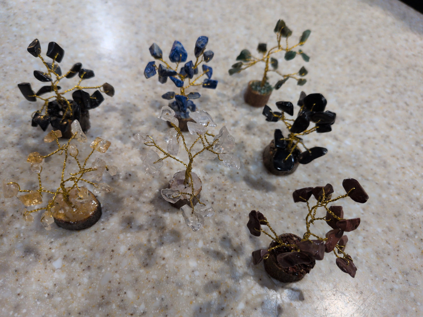 Assorted mini wood base Gemstone Trees