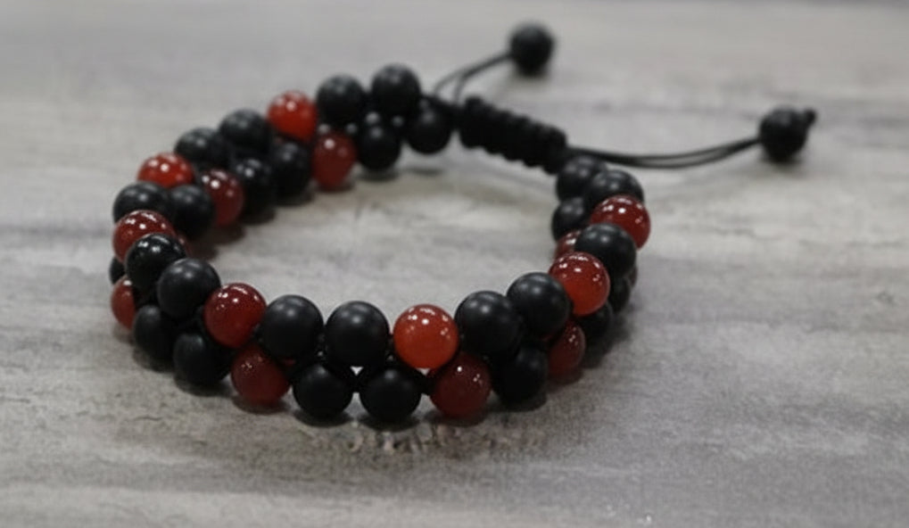Adjustable Macrame Two Gemstone Bracelet