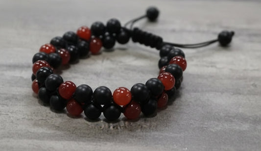 Adjustable Macrame Two Gemstone Bracelet