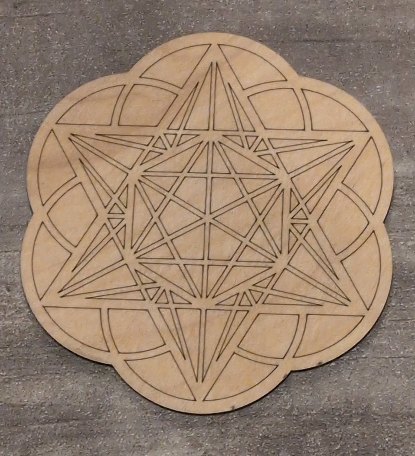 4" Wood Burned Star Sacred Geometry Crystal Grid