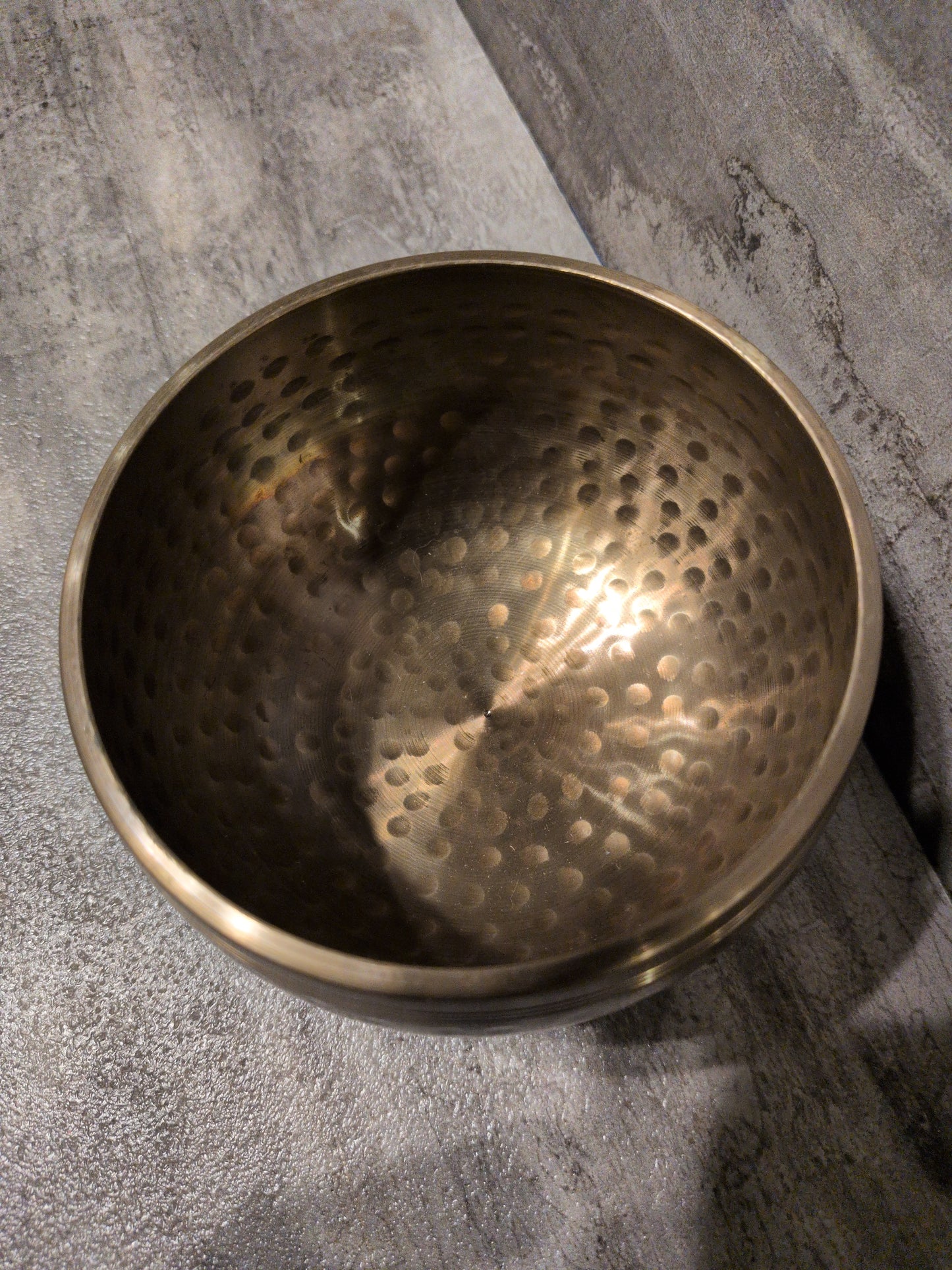 4" Machine Carved & Hammered Brass Tibetan Singing Bowl w/ striker