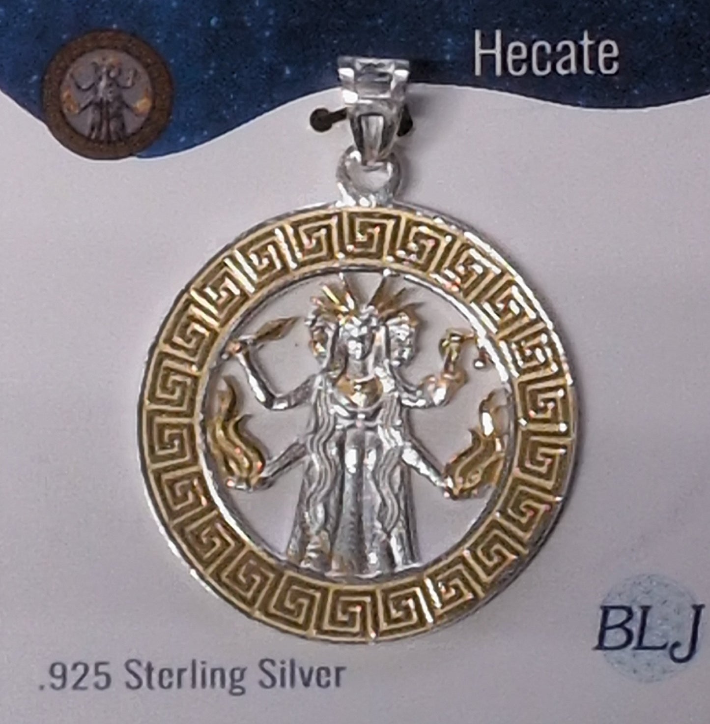 Hecate Sterling Silver Pendant w/ gold accent