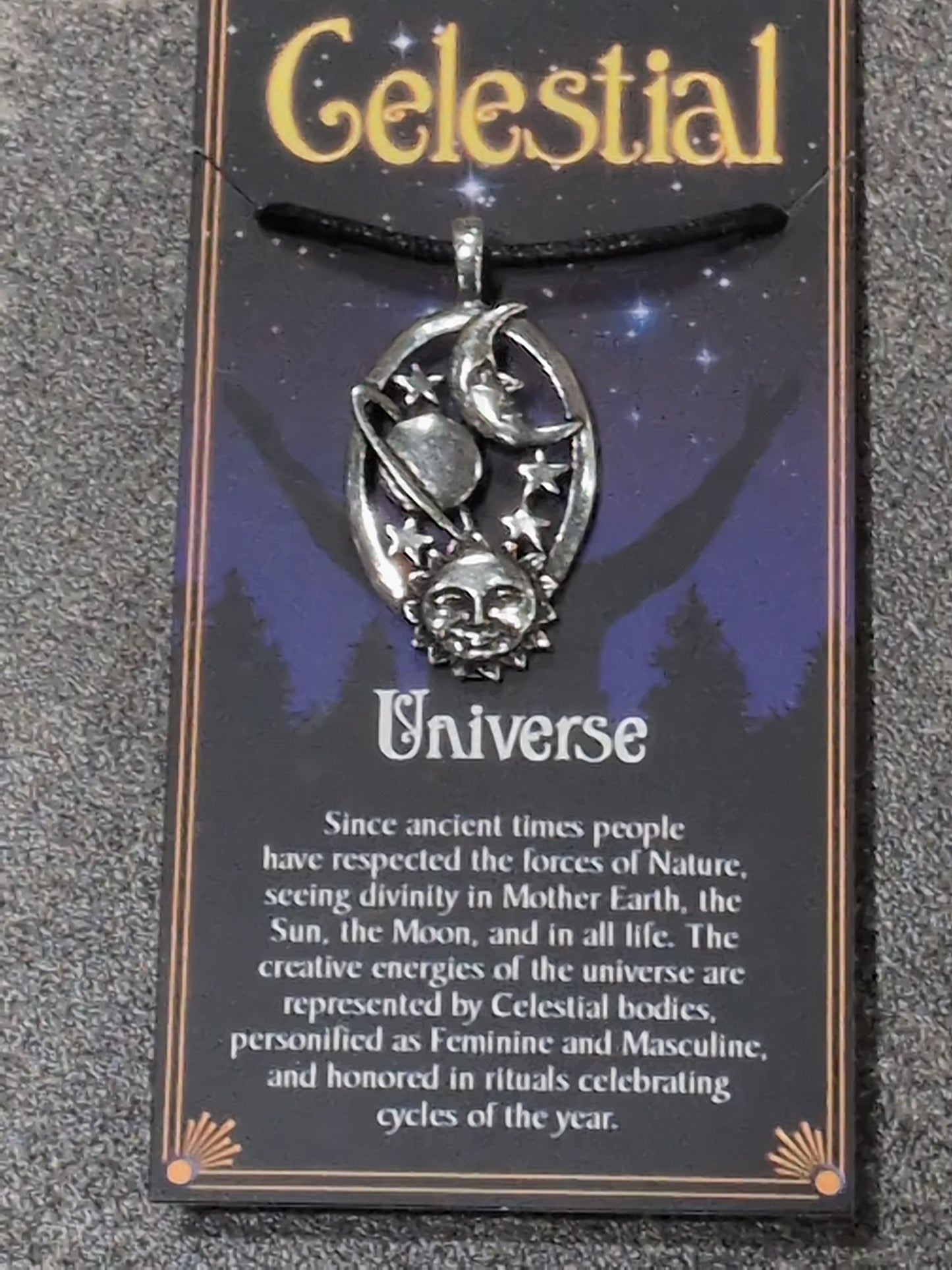 Celestial Collection Universe Pewter Pendant w/ Leather cord