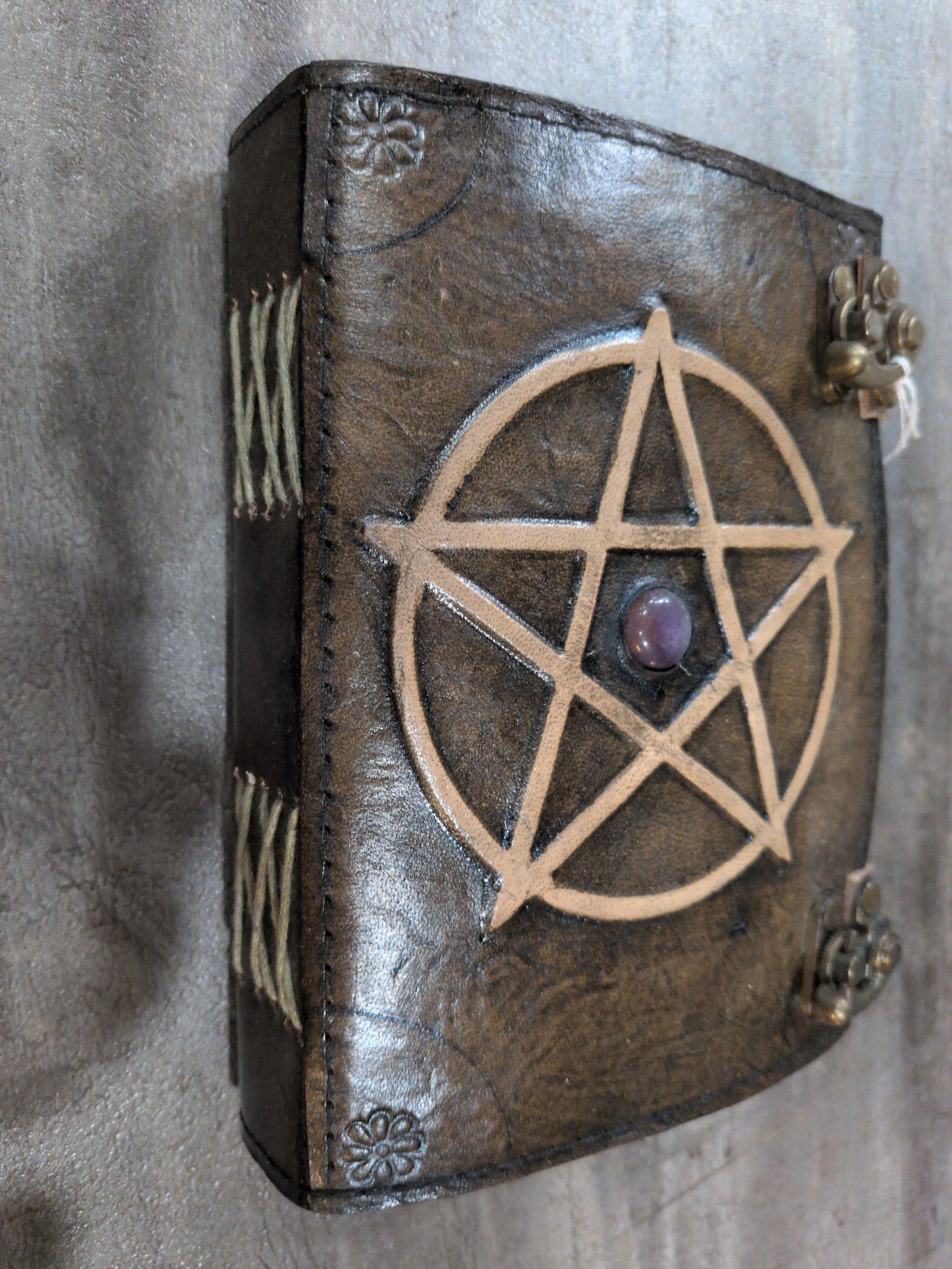 Natural Leather Pentacle with Jewel Journal 5x7
