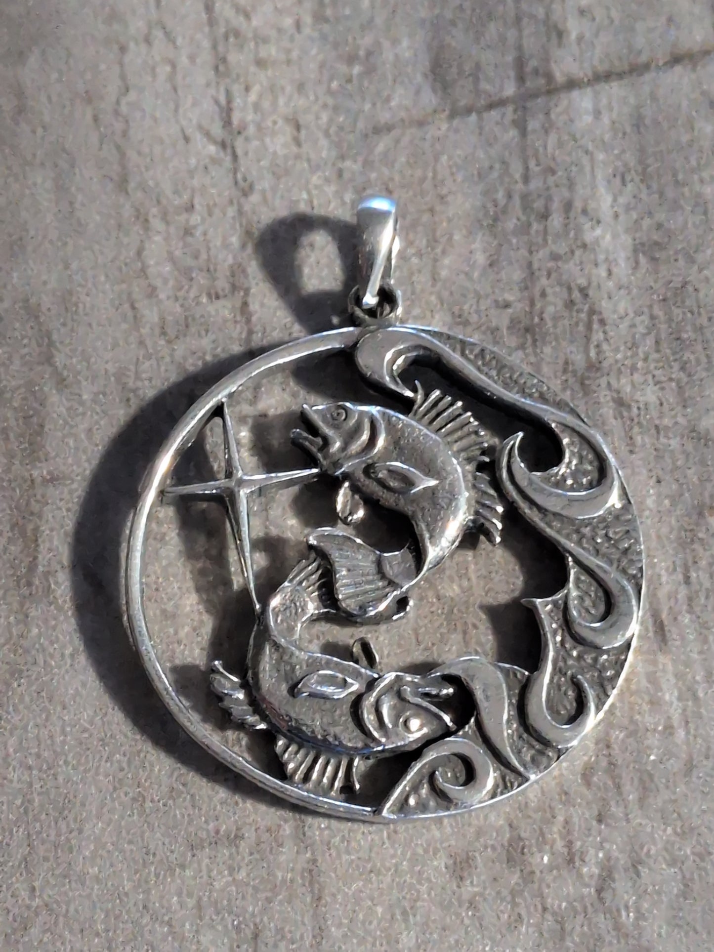 Zodiac Talisman Large Pisces Pewter Pendant