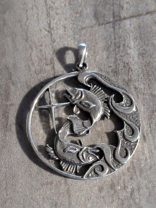 Zodiac Talisman Large Pisces Pewter Pendant