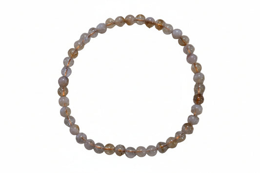 Elastic Bracelet 4mm Round Beads -Citrine