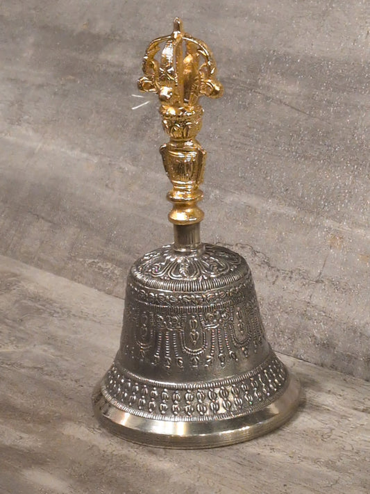 7" Brass Offering Bell w/ Gold metal Handle