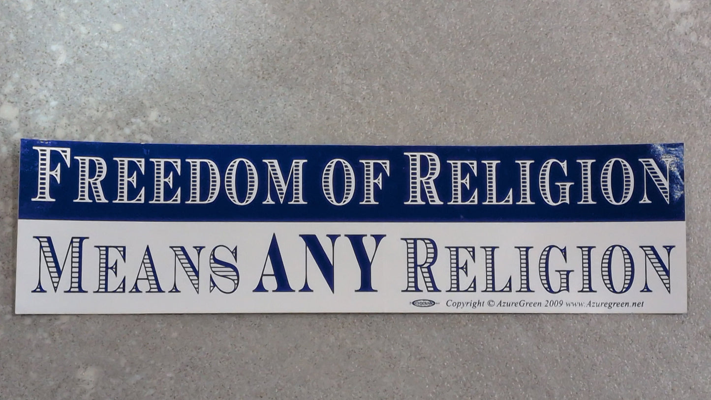 Freedom of religion bumper sticker