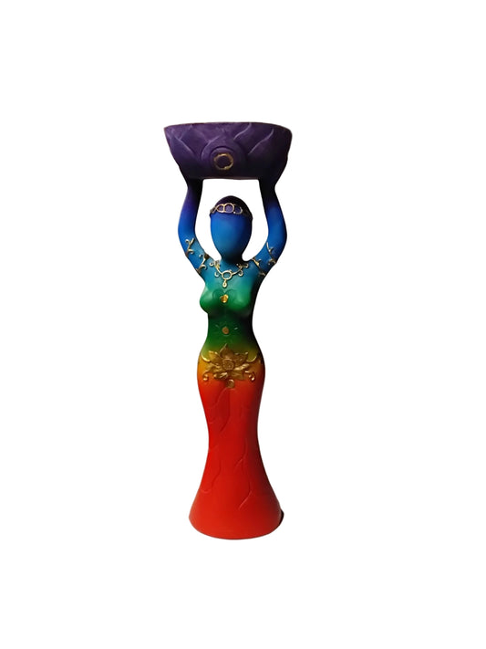 Rainbow Goddess Tea Light Holder