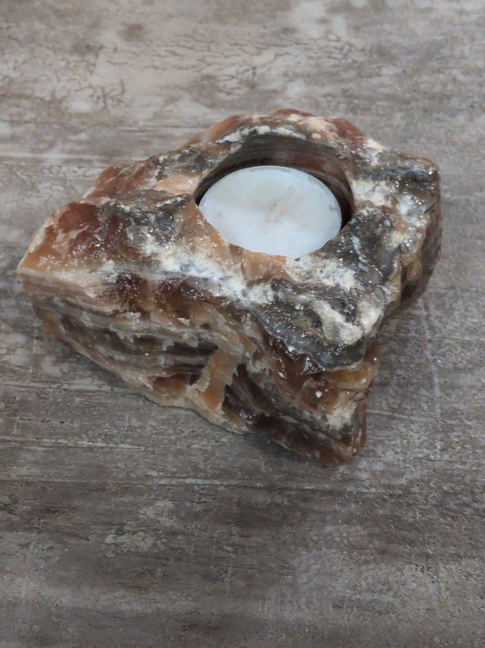 Root Beer Calcite Tea light holder