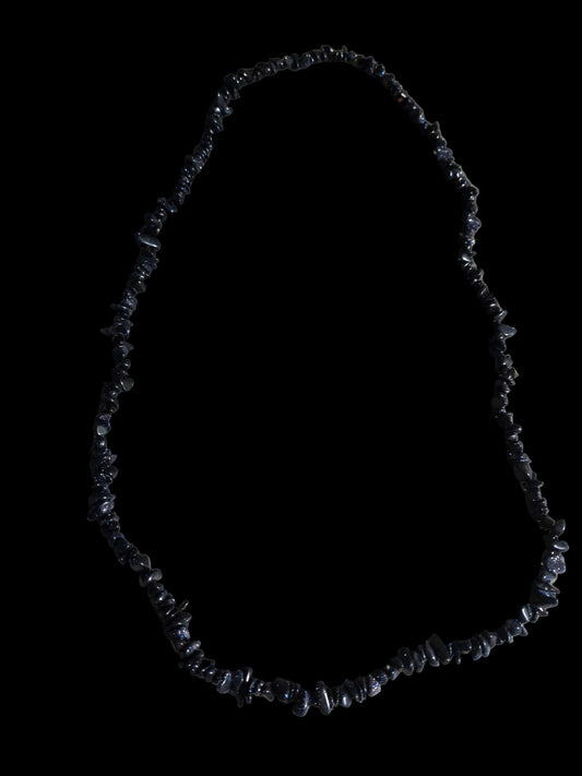 Gemstone Chips Necklace- Blue Goldstone