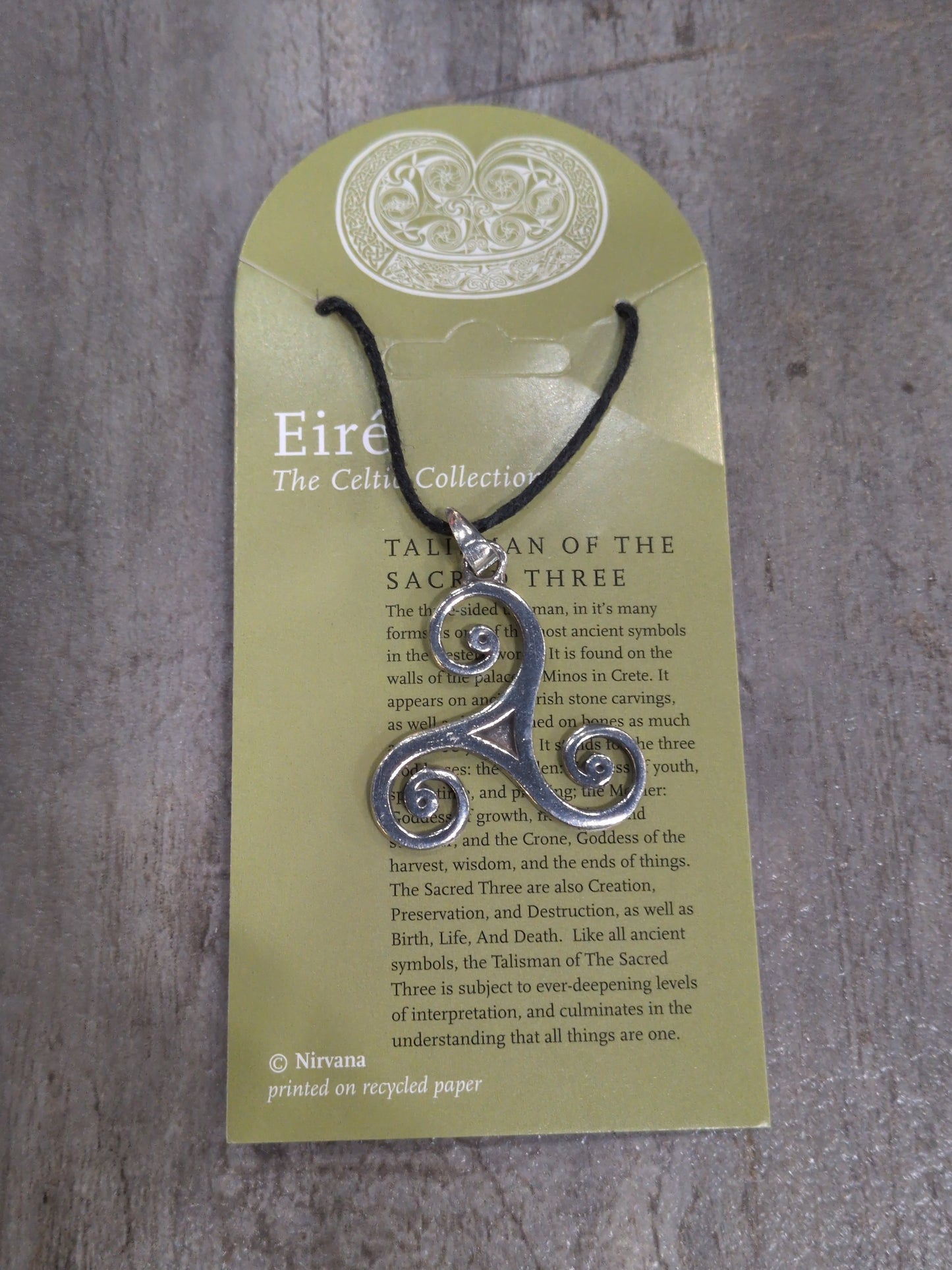 Eiré Celtic Collection Talisman of the Sacred Three Spirals Pewter Pendant