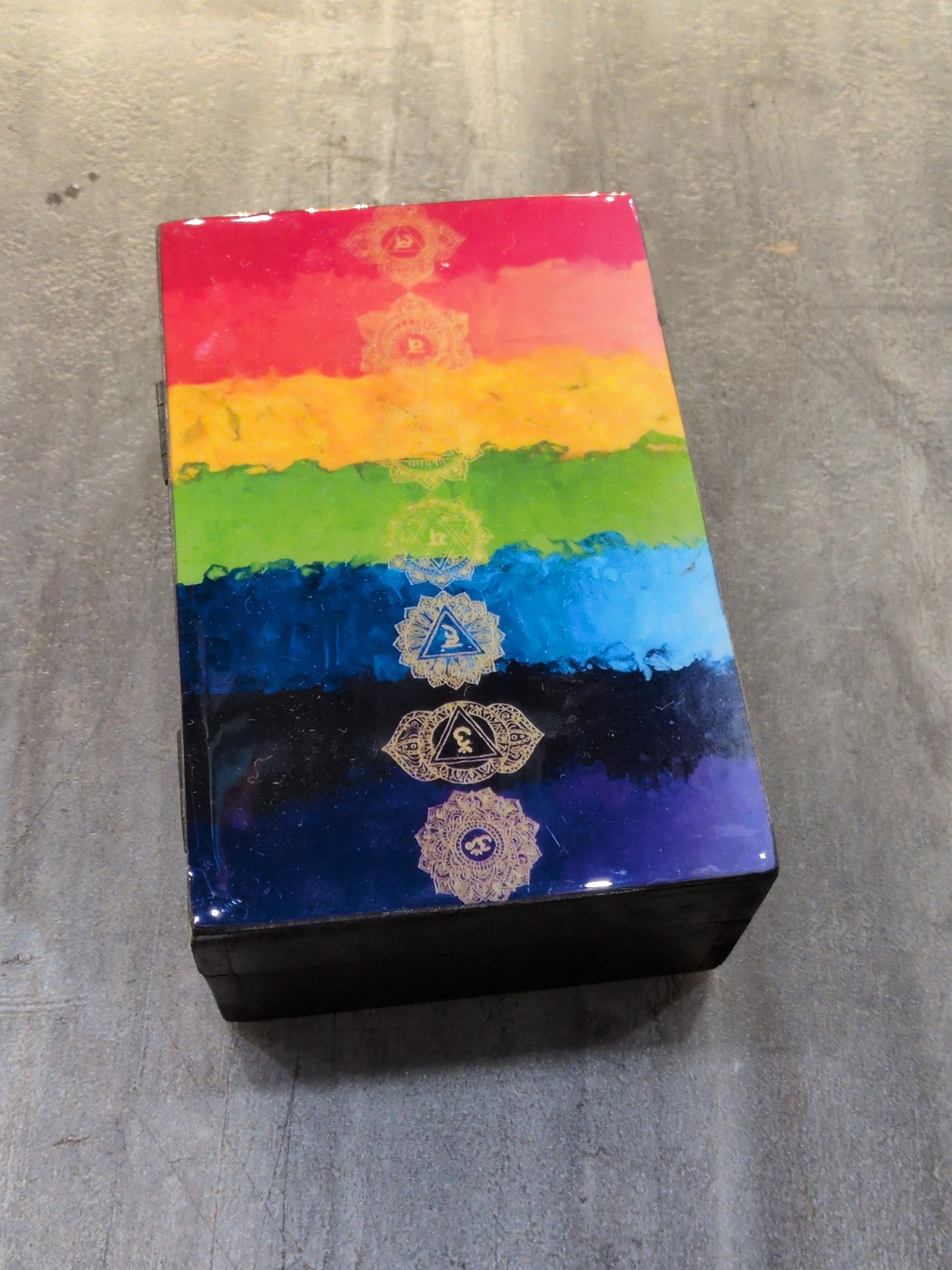 Chakras black wood Tarot storage box